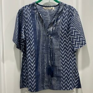 Soft Surroundings Metallic Stripe Tunic Blouse Sz S